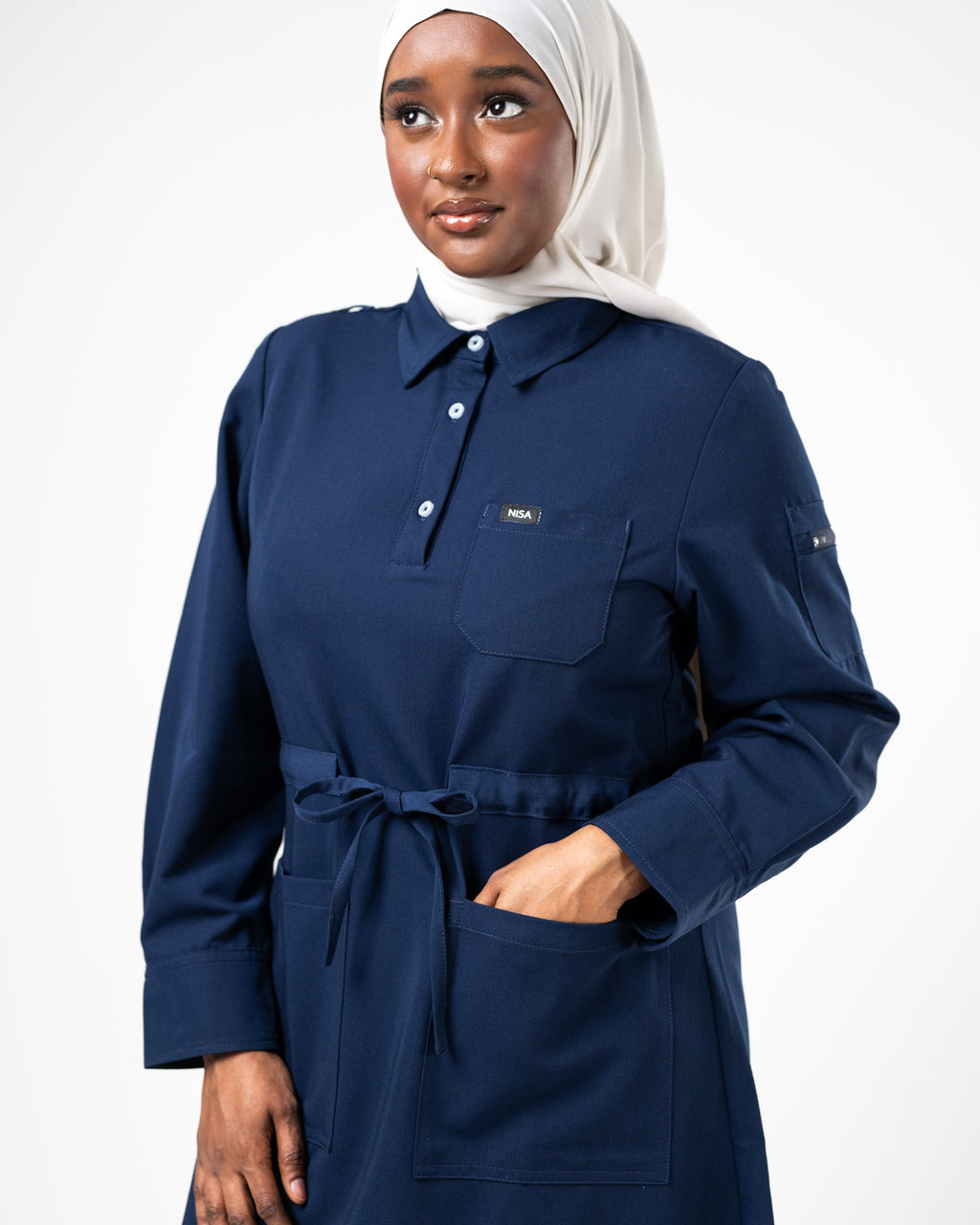 long sleeve scrub dress Drawstring Scrub Top – NISA SCRUBS